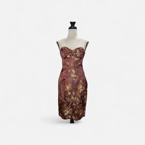 To the Max Strapless Dress in Brown and Gold